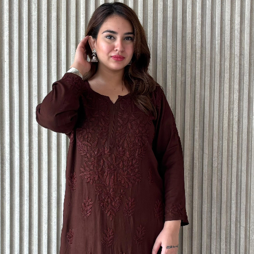 Lucknowi Chikankari beautiful Rayon Plazo Set showcasing intricate embroidery and elegant design, available in Lucknow. - Image 3