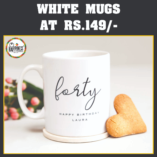 HAPPINESS CREATION - Classic White Mug by HAPPINESS CREATION in Vapi