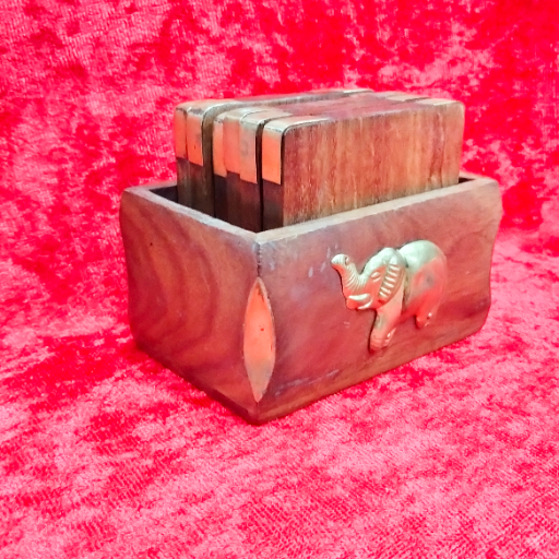BALAJI HANDICRAFTS - Nature's Touch Wooden Tea Coaster Set in Mysore