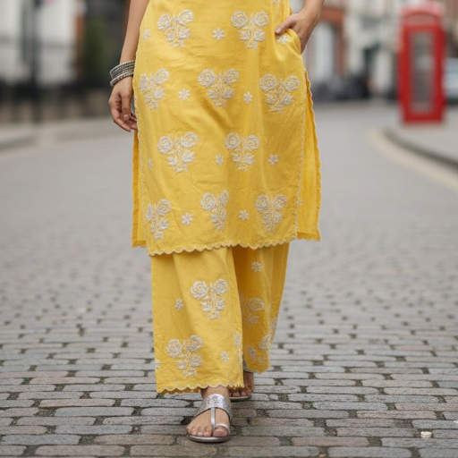 Stylish FINE QUALITY RAYON CUT WORK KURTI PLAZO SET in LUCKNOW featuring intricate cut work and comfortable rayon fabric, ava - Image 1