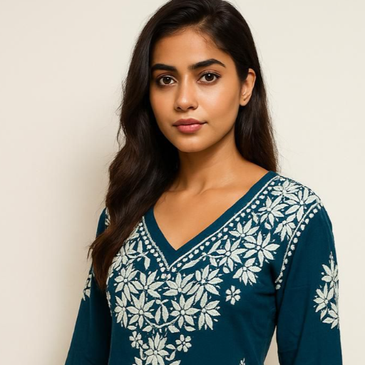 Lucknowi Chikankari Rayon Short Kurti in LUCKNOW featuring intricate embroidery and a stylish design, available in various si - Image 2