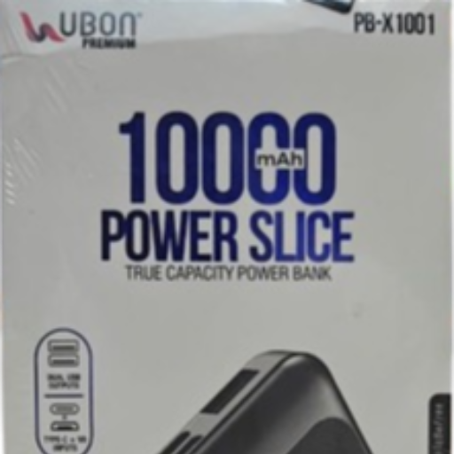 Sleek UBON PB X-1001 power bank with a modern design and high capacity, showcasing its functionality for users in Varanasi.