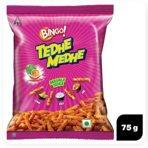 TANNU STORE - Bingo Masala Tadka Tedhe Medhe 75 g in Bhagalpur in BHAGALPUR
