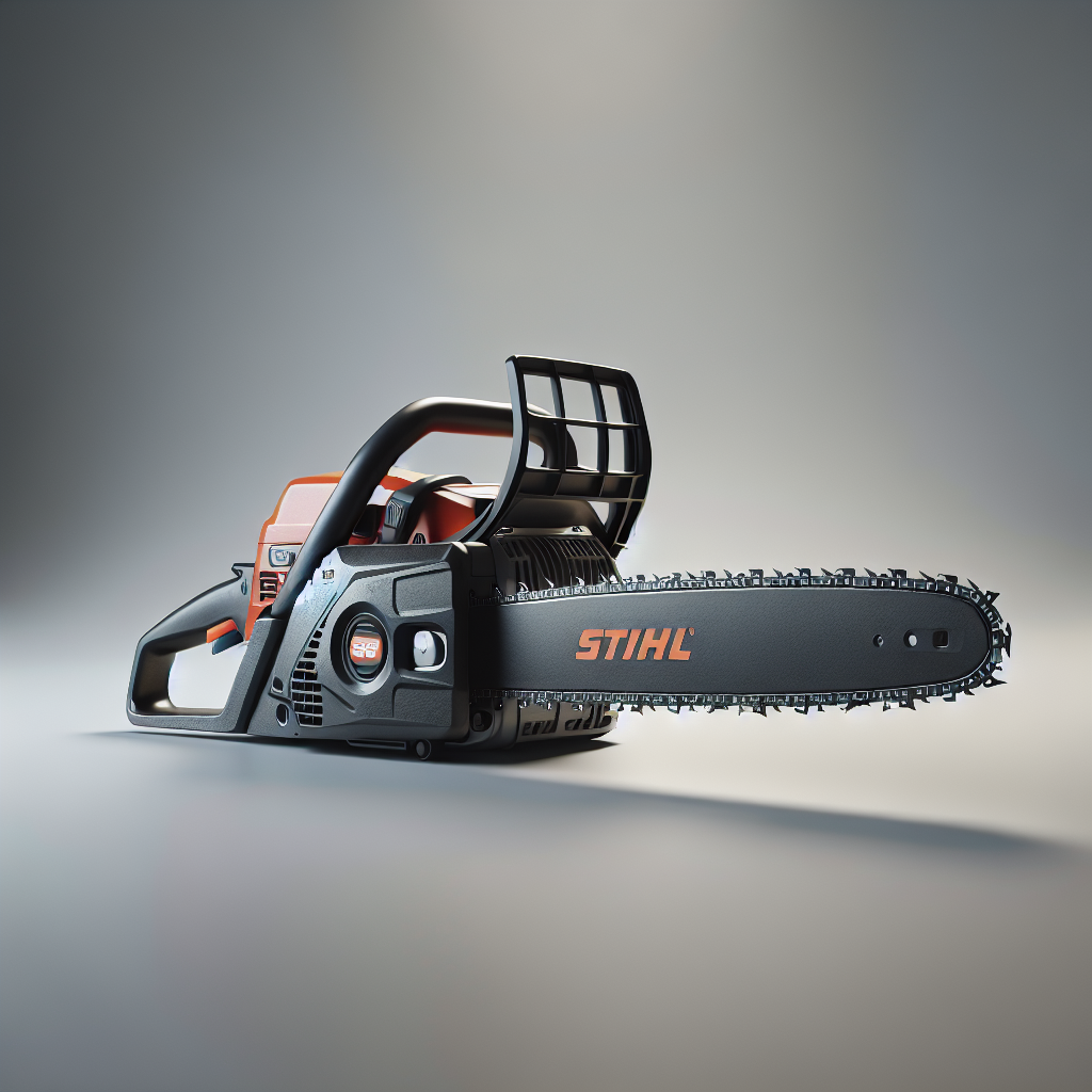 Stihl chainsaw showcasing its robust design and features, perfect for cutting tasks, available at M S PARVIN HARDWARE in Nong