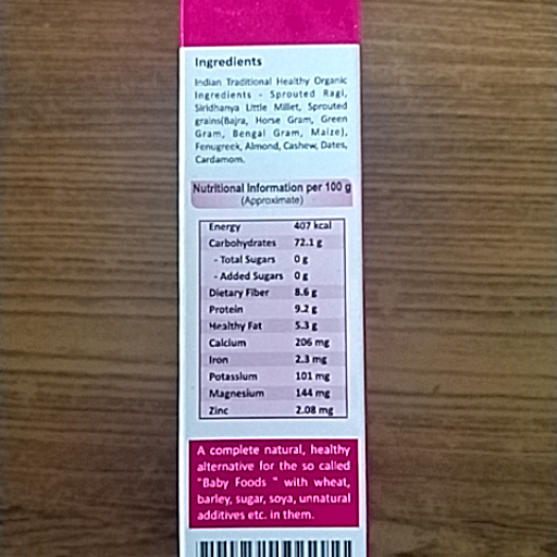 Millet House Baby Food packaging showcasing organic ingredients, designed for infants, available in Chittoor. - Image 1