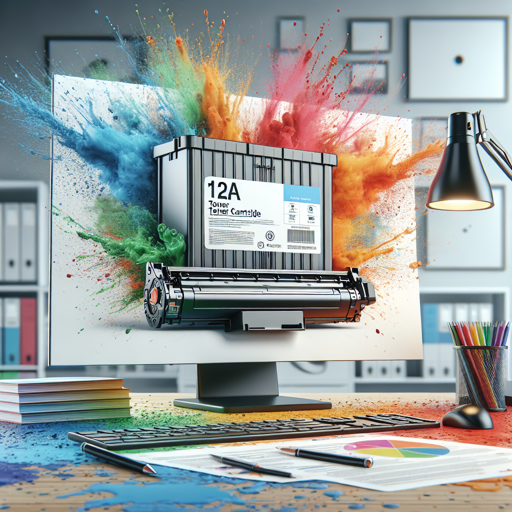 12A Toner Cartridge designed for HP LaserJet printers in Alandi, showcasing sleek design and high-yield capacity. - Image 1