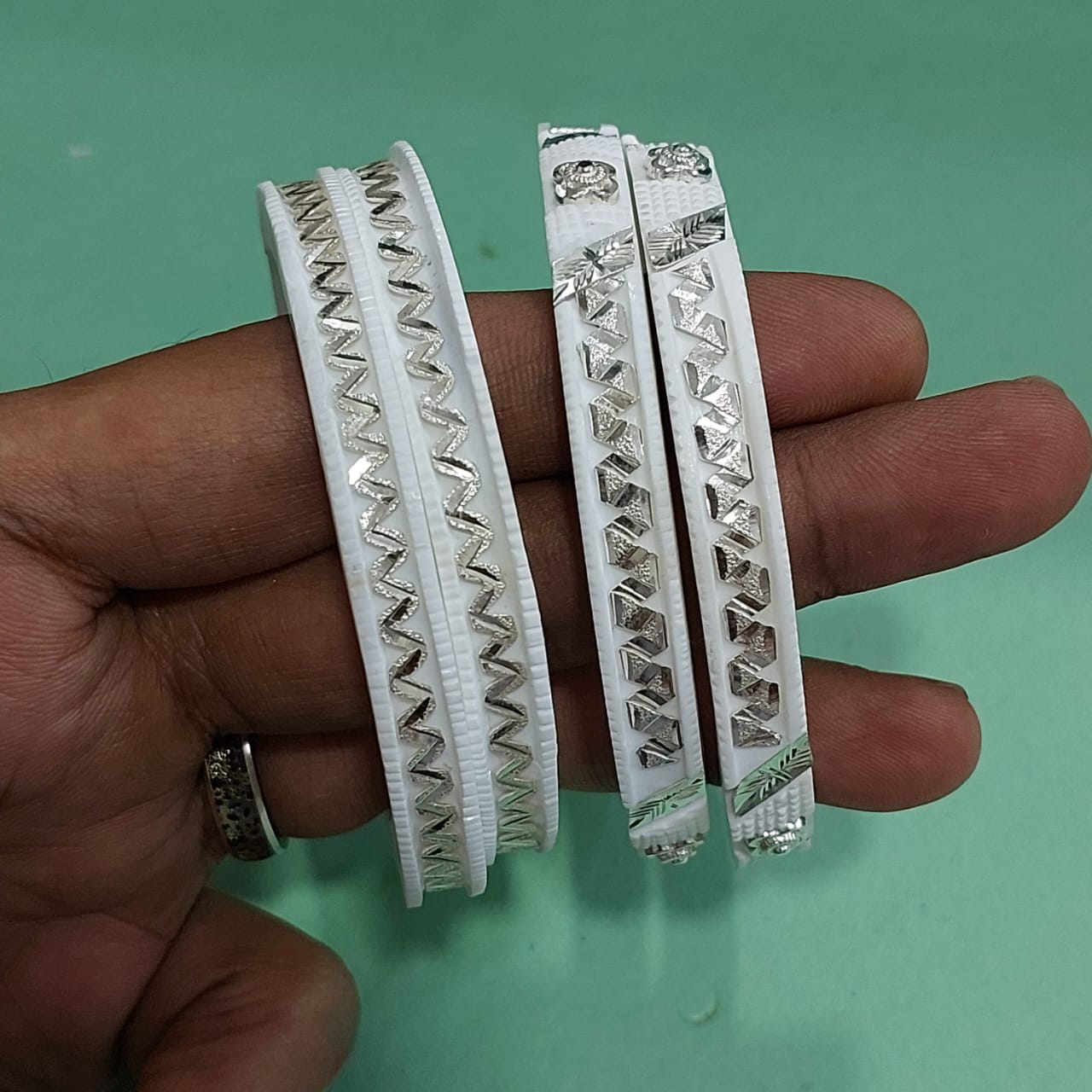 Silver-Accented White Bangles in KOLKATA - PAREKH JEWELS