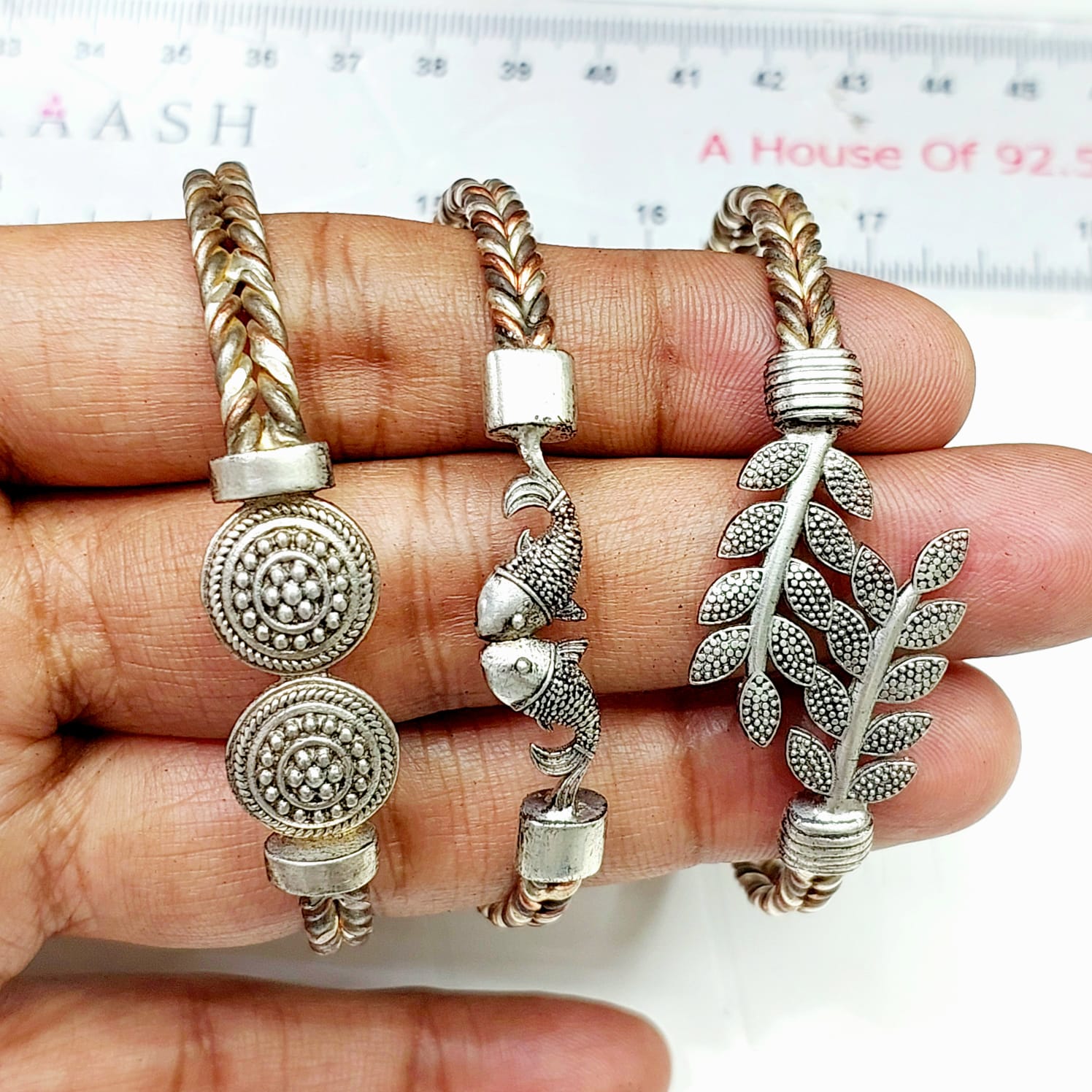 Silver Kada Bracelets Elegant Ethnic Charm Design Kolkata - PAREKH JEWELS