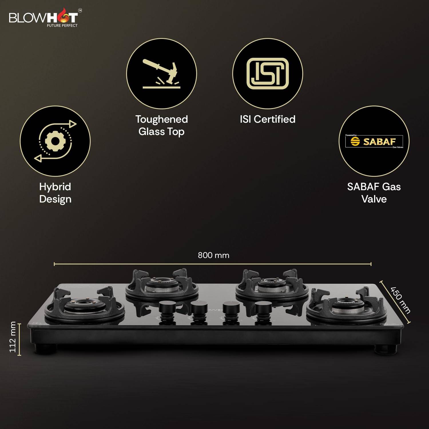 BLOWHOT Amber 4 Burner Gas Stove displayed in Bengaluru - Image 1