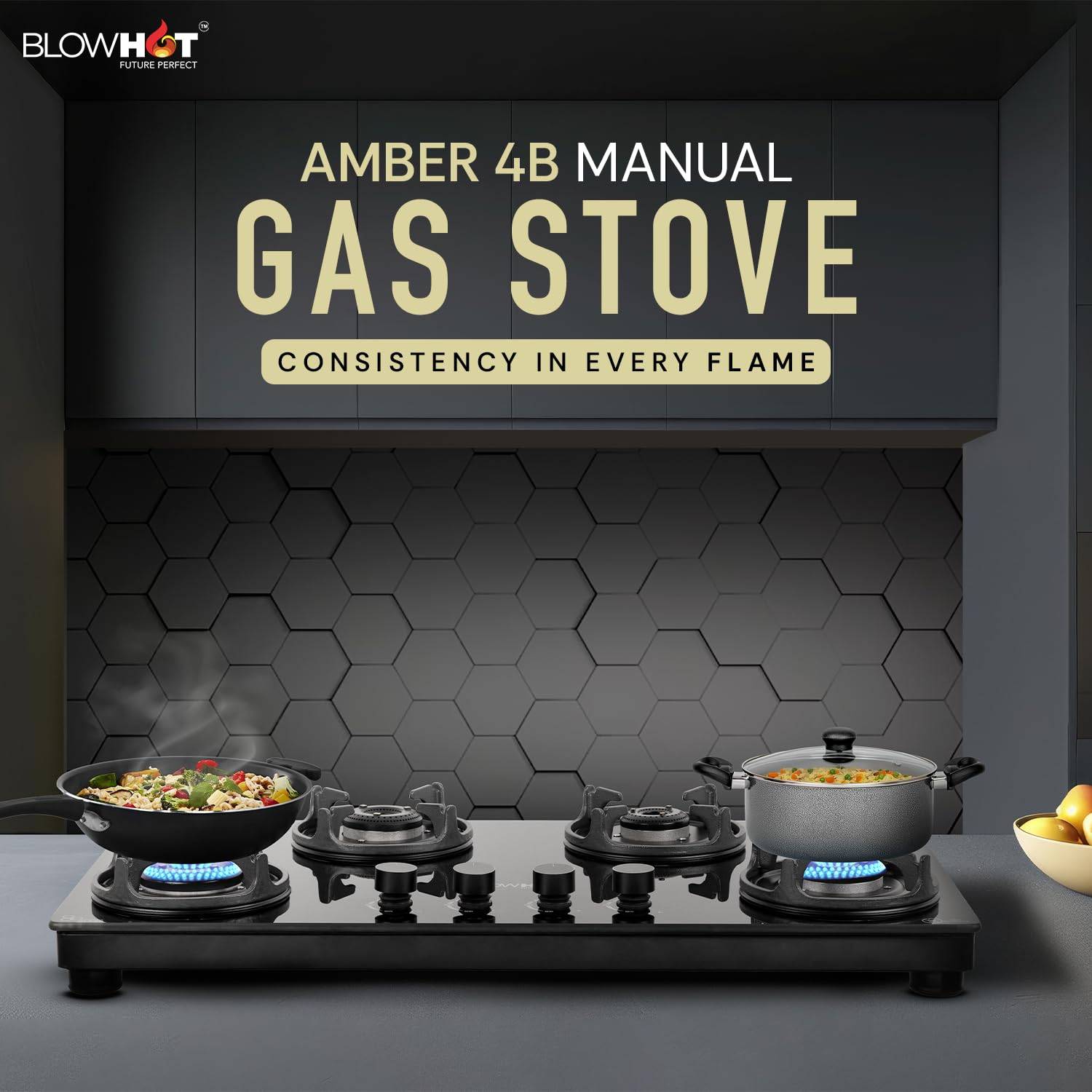 BLOWHOT Amber 4 Burner Gas Stove displayed in Bengaluru - Image 3