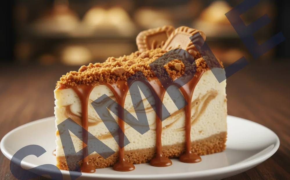 Delicious Cheesecake Caramel Biscuit topped with caramel and biscuits, served in a delightful presentation in Chandigarh.