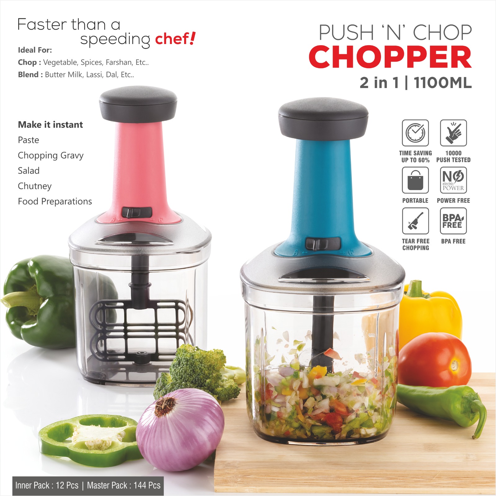 Shree Plastics - Push 'N' Chop 2-in-1 Vegetable Chopper in HYDERABAD