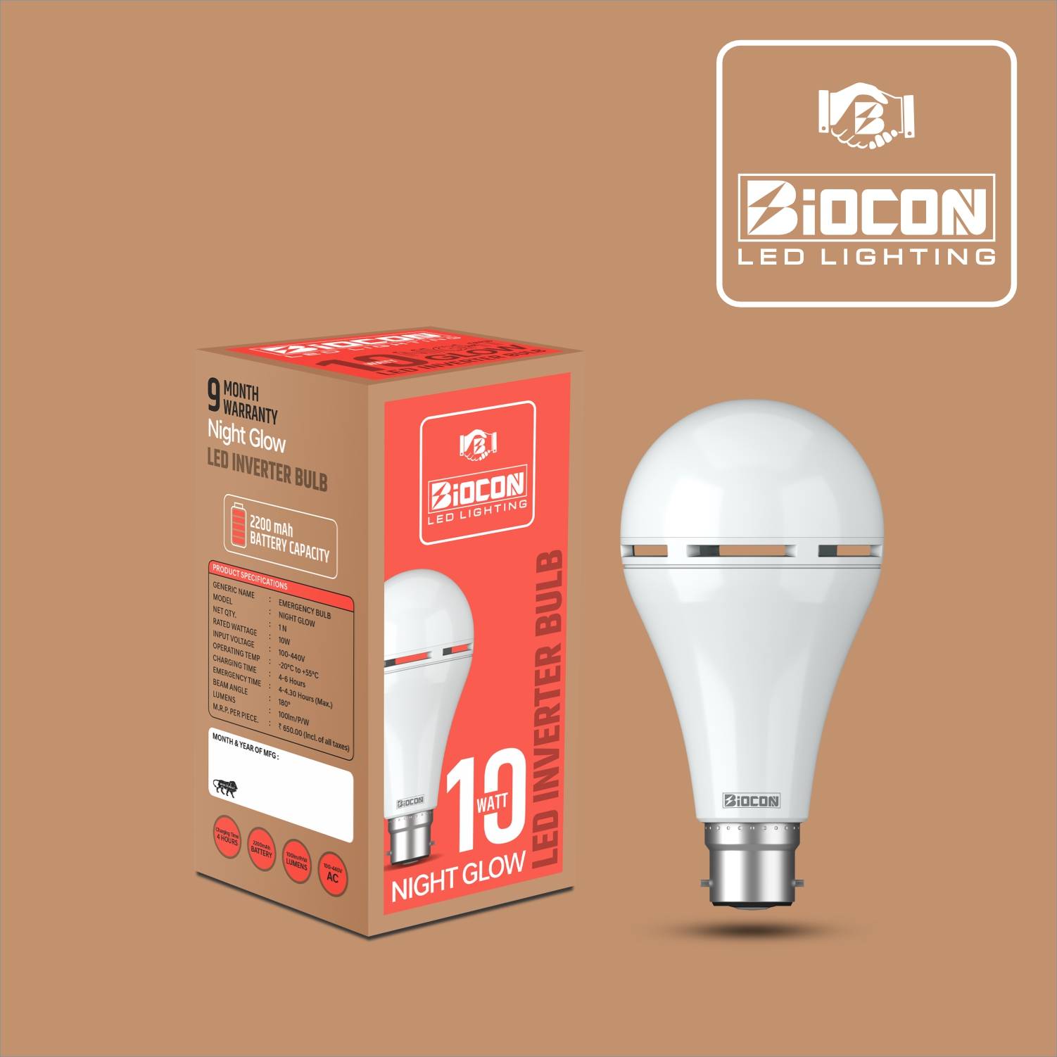 BIOCON ELECTRIC PRIVATE LIMITED - 10w Emergency bulb in Delhi in DELHI