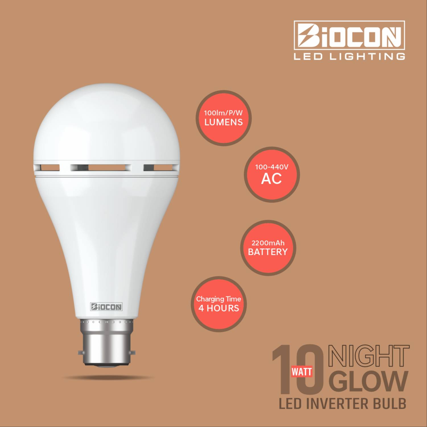 10w Emergency bulb designed for reliable illumination during outages, perfect for home use in Delhi - Image 1