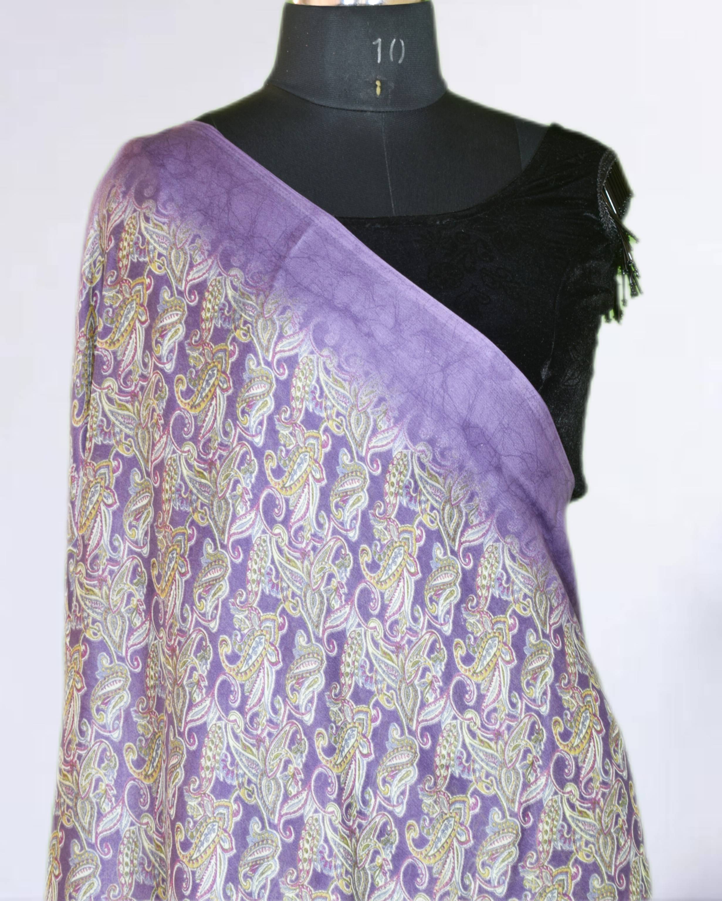Chiffon Purple Paisley Printed Saree in GORAKHPURMP showcasing elegant paisley design in vibrant purple hues, perfect for spe - Image 3
