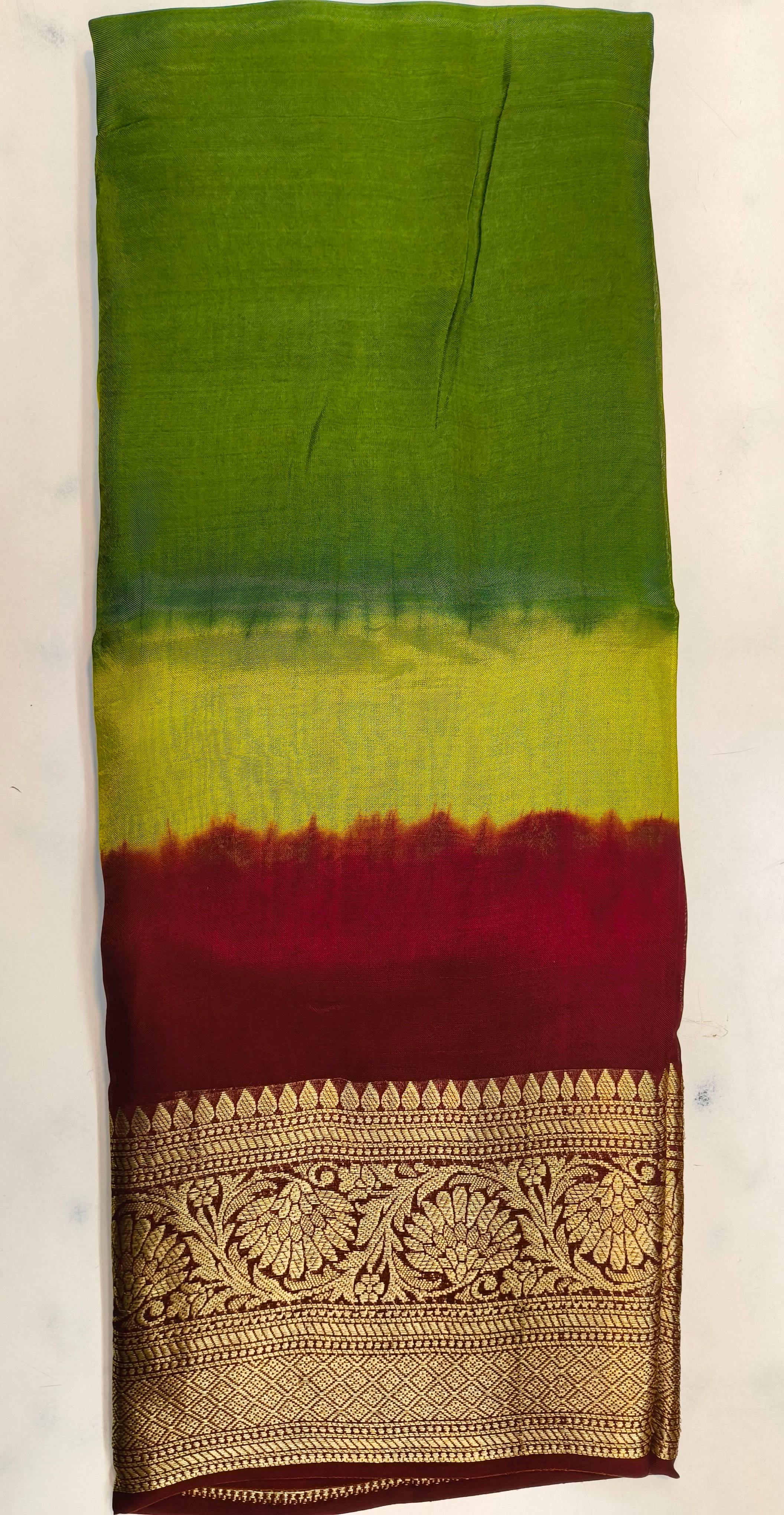 Luxurious Bandage Bandini Saree in Mumbai with Kanjivaram border, showcasing rich colors and intricate design details, perfec - Image 3