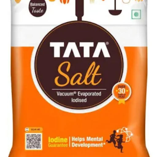 Tata Salt 1Kg pack displayed with clear labeling, highlighting its quality and iodization, available in SAINTHIA.