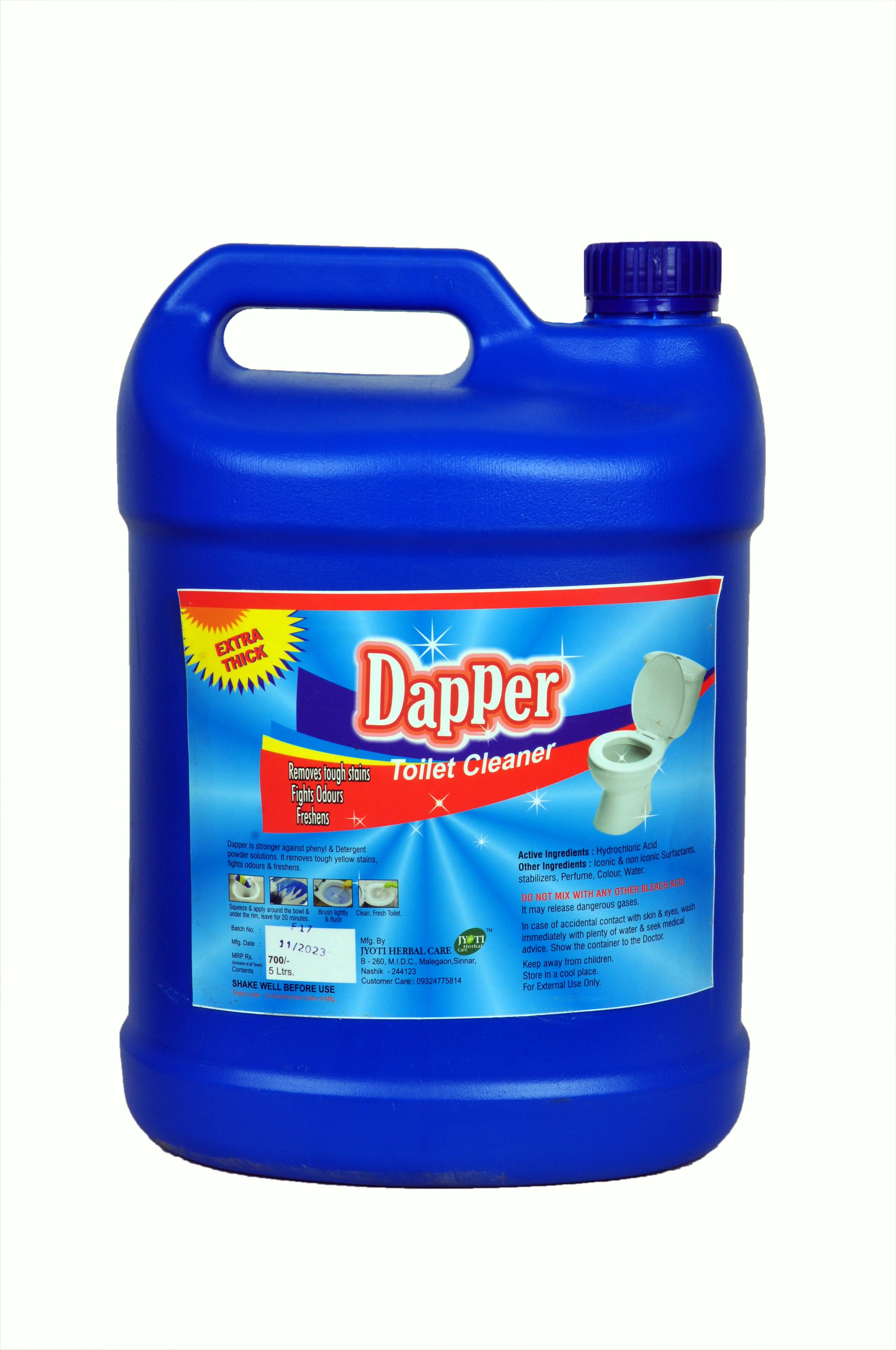 Dapper Toilet Cleaner bottle in PIMPLEGAON — effective stain remover for toilets, features a user-friendly design.
