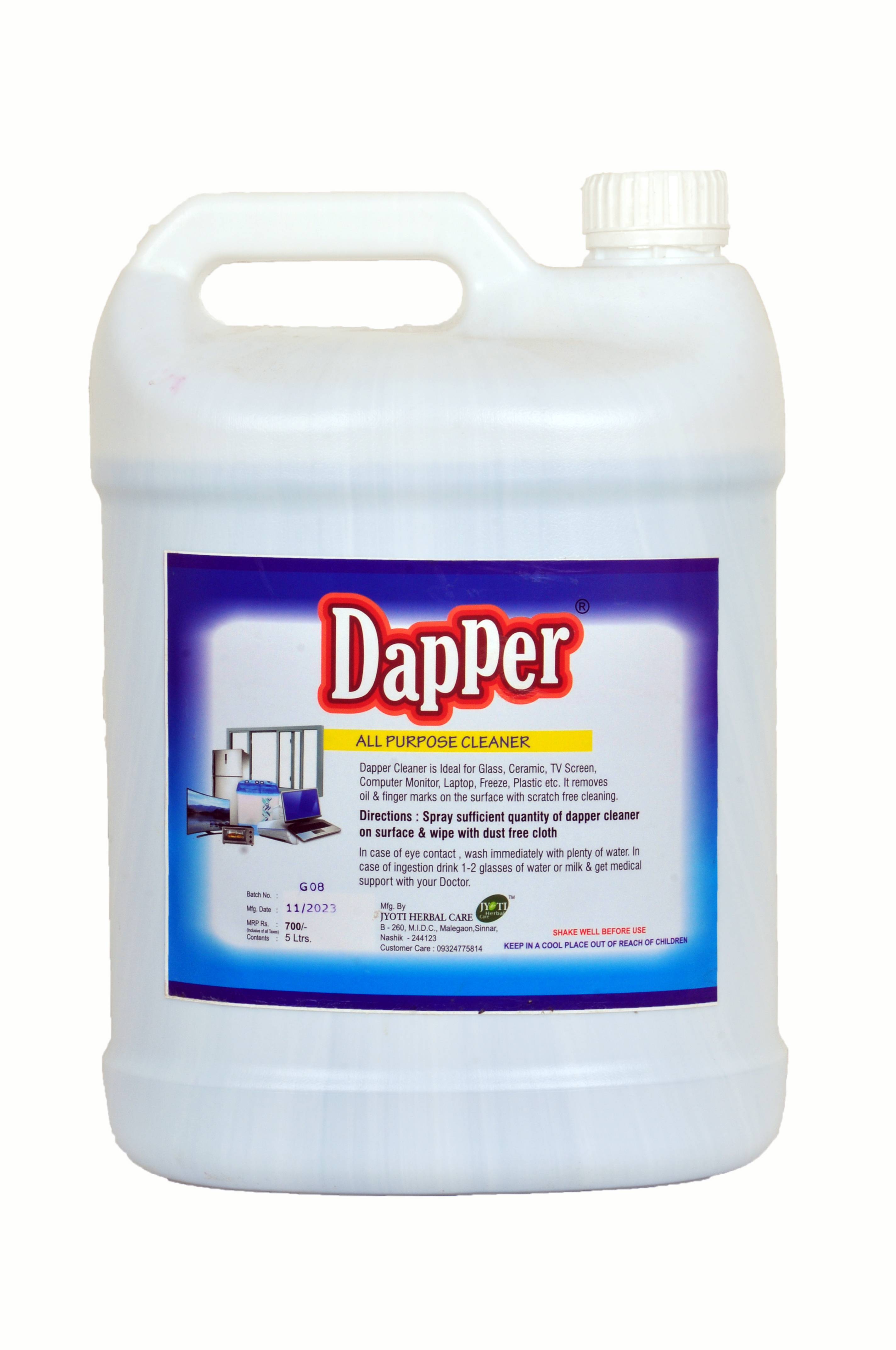 Dapper All Purpose Cleaner bottle, featuring a sleek design, ideal for efficient and scratch-free cleaning, available in PIMP