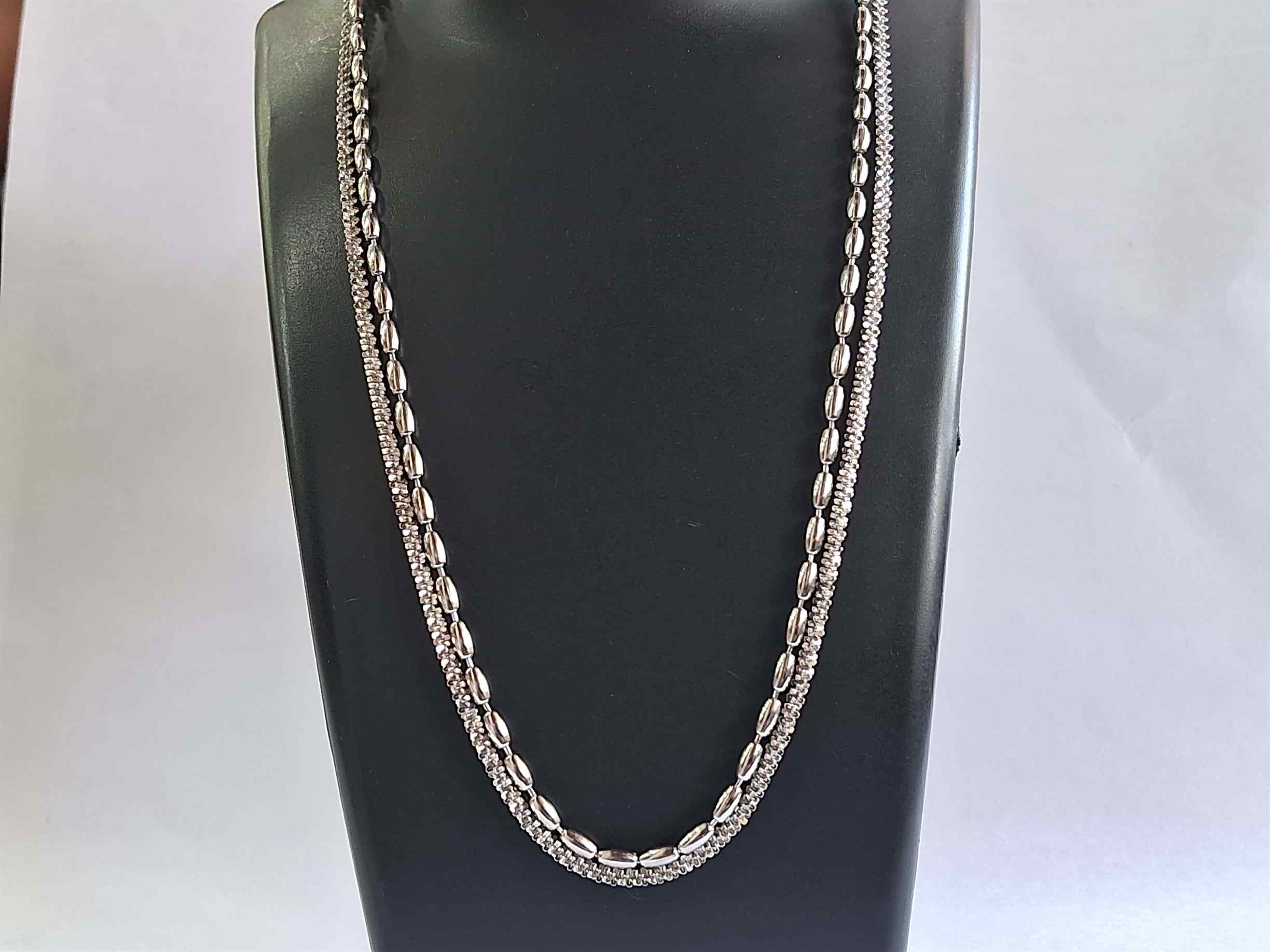 Double Layer 925 Silver Chain Necklace Ahmedabad