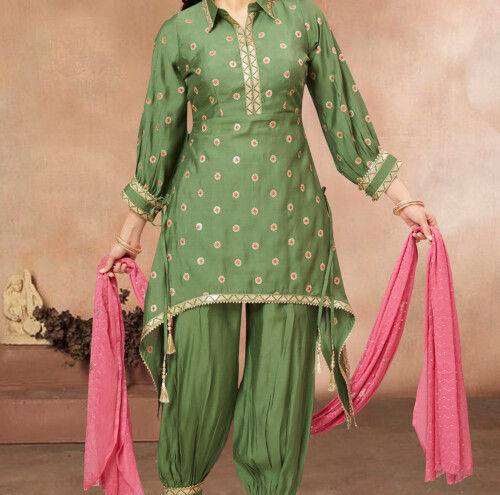 Elegant Silk Punjabi Suit in Devgarh featuring luxurious silk fabric and stylish design suitable for special occasions.