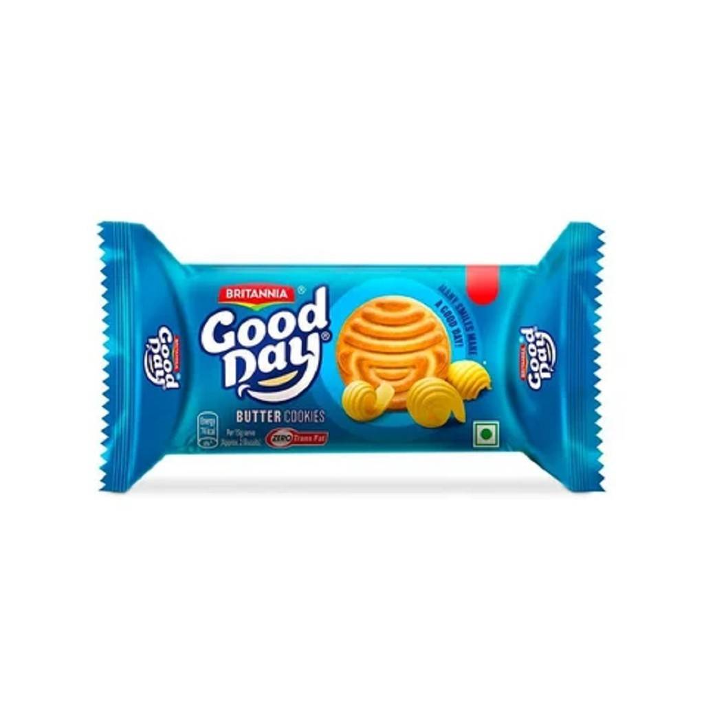 Crunchy Britannia Good Day Butter Cookies in Gossaigaon, showcasing a golden-brown color and rich buttery texture, perfect fo