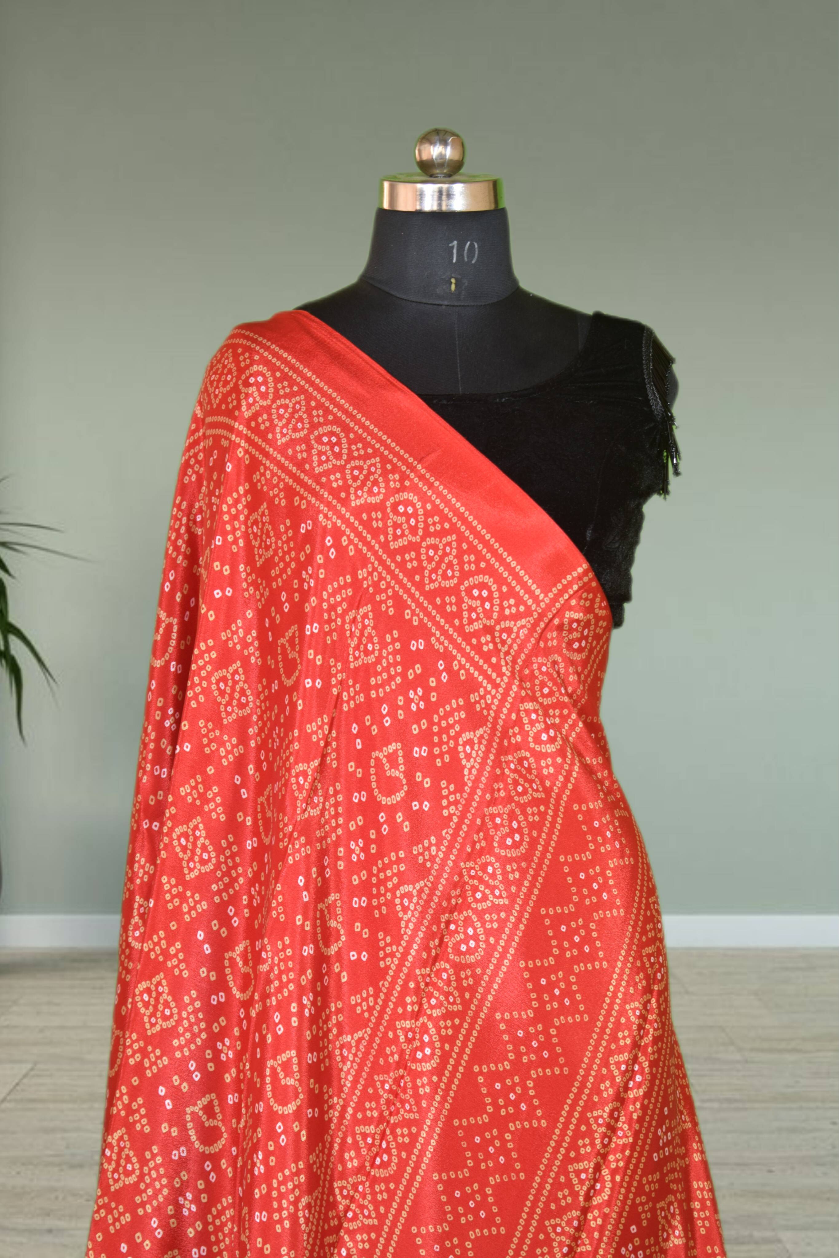 Beautiful Italian silk saree with chunari pattern, showcasing intricate designs and elegance, available in Gorakhpurmp - Image 2
