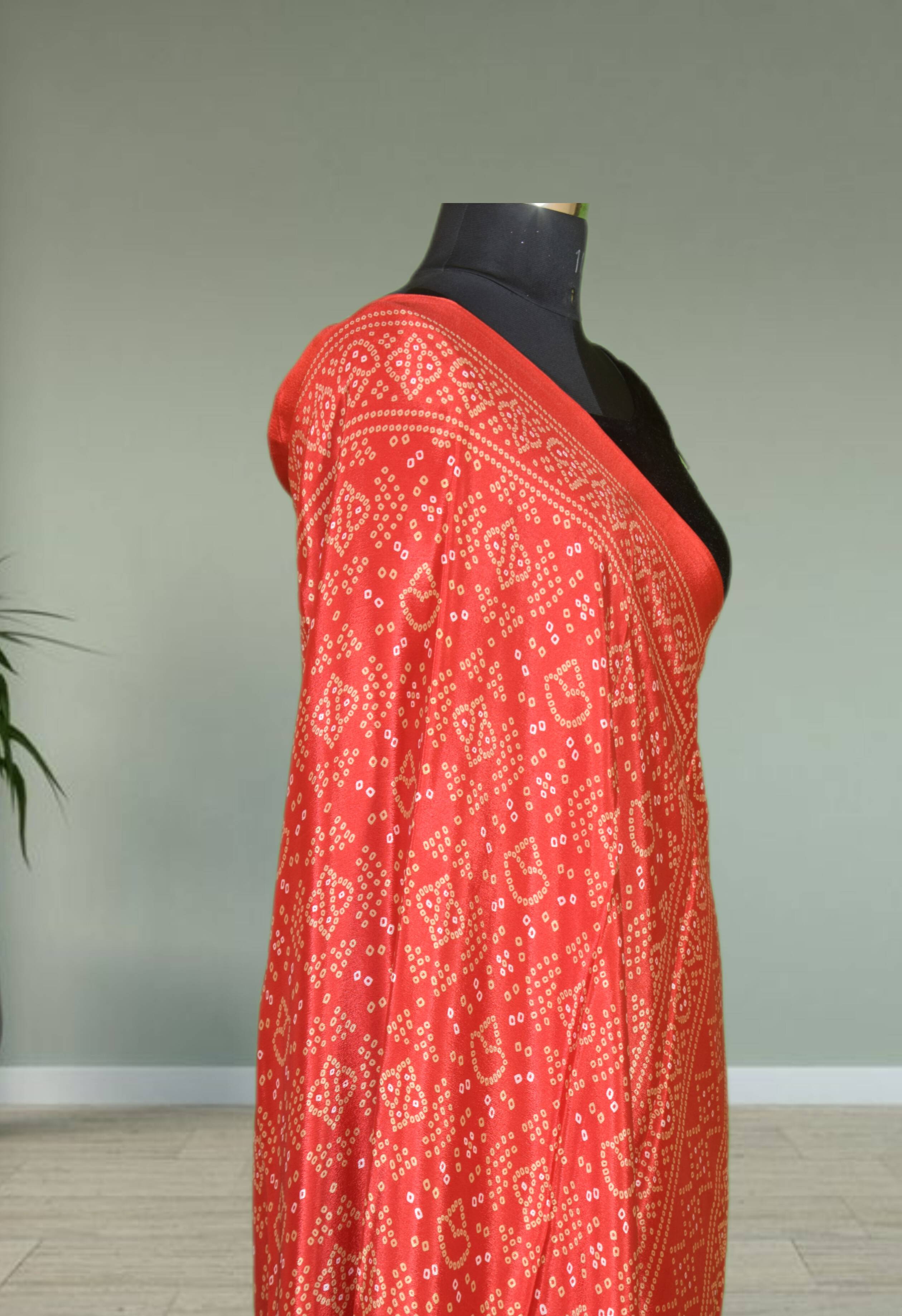 Beautiful Italian silk saree with chunari pattern, showcasing intricate designs and elegance, available in Gorakhpurmp - Image 3