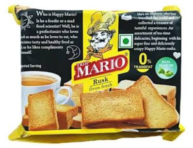 Delicious Mario Rusk, a healthy snack option, presented in a pack at MANJIT NAHAR KARYANA STORE in Dhariwal.