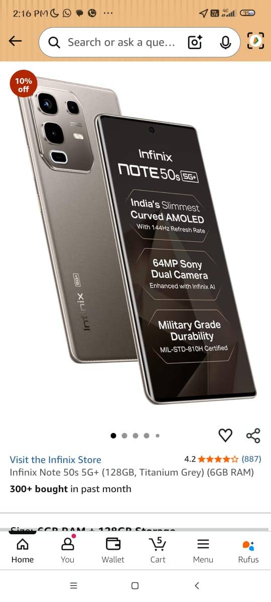 Infinix Note 50s 5G+ smartphone with a curved AMOLED display and 64MP camera, showcasing sleek design in Phagwara.