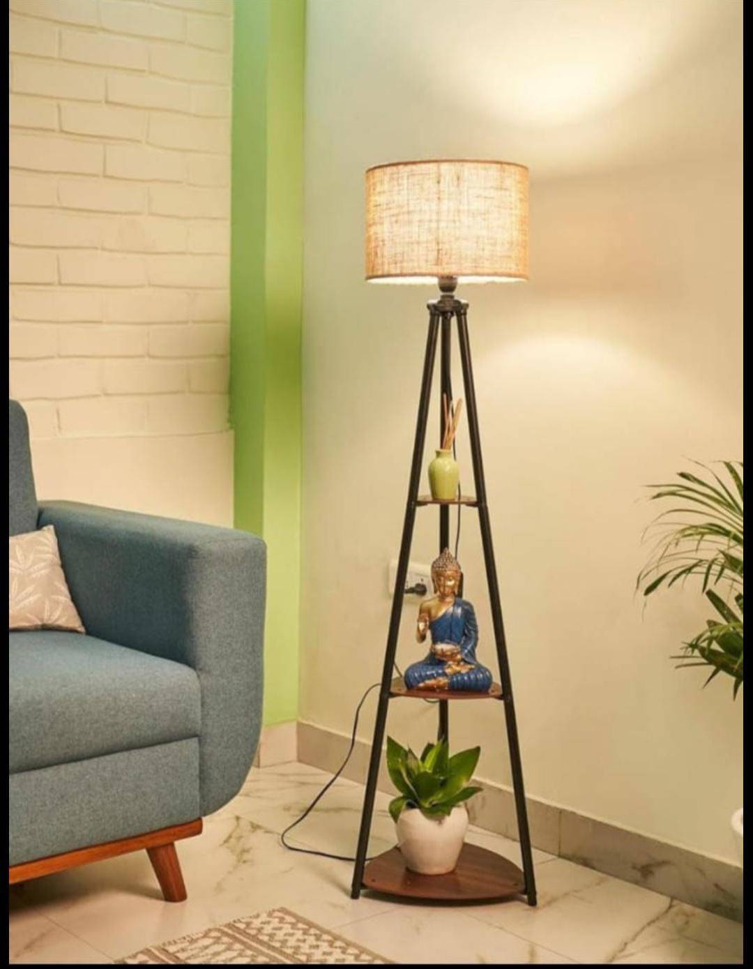 NOBEL HANDICRAFTS - Tripod Floor Lamp with Shelves in Bijnor in Bijnor