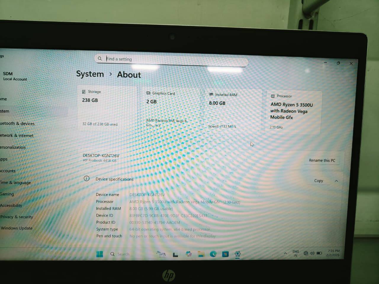 HP ProBook Ryzen 5 3500U Laptop on display at UMA ENTERPRISE Agartala - Image 2