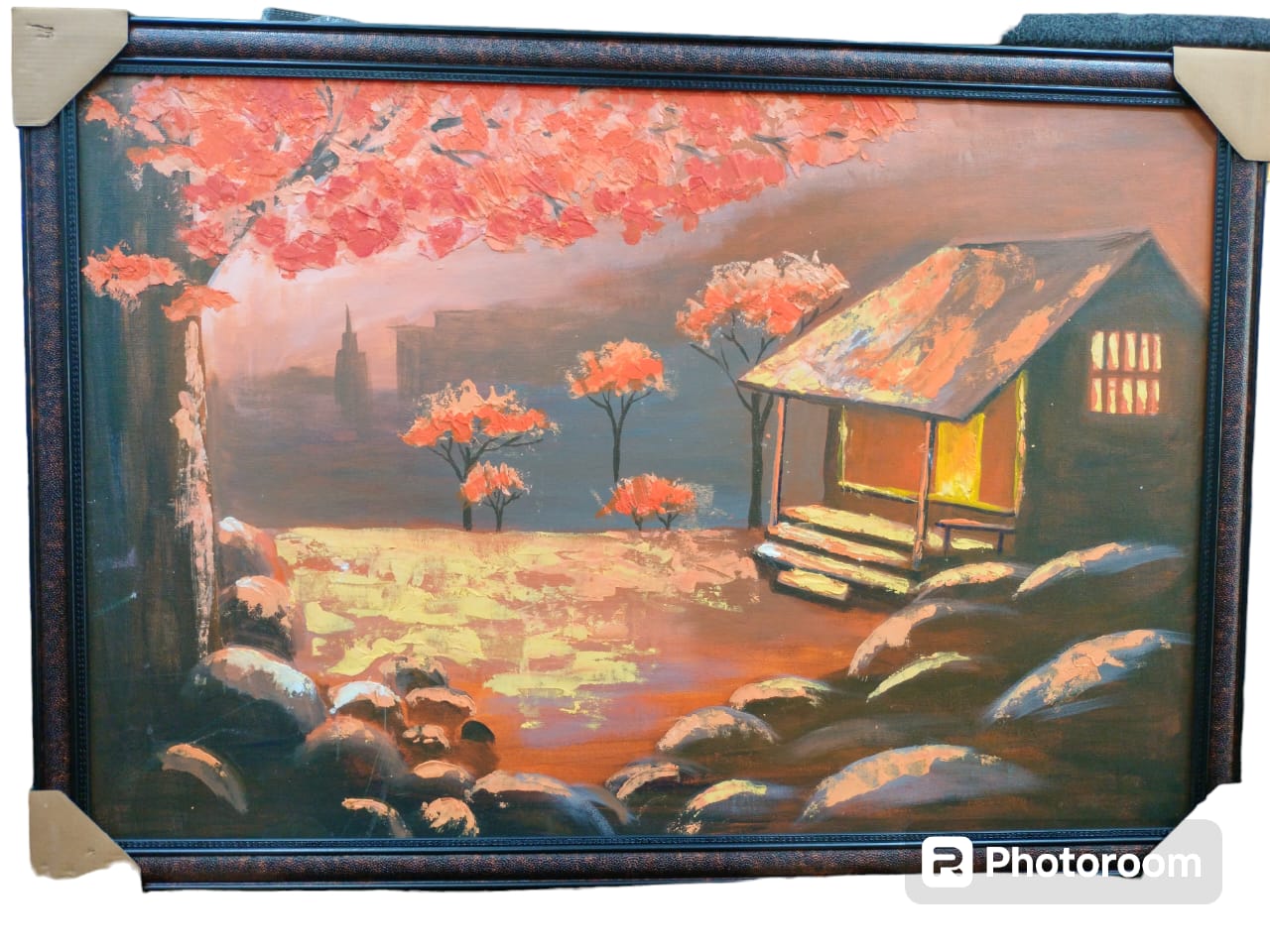Om shiv sai gift gallery - Autumn Cottage Hand-Painting Wall Art in DL