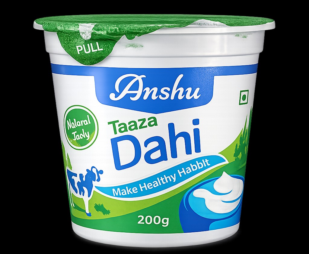A large 15kg tub of Anshu Taaza Dahi showcasing its creamy texture, perfect for bulk use in DARBHANGA. - Image 3