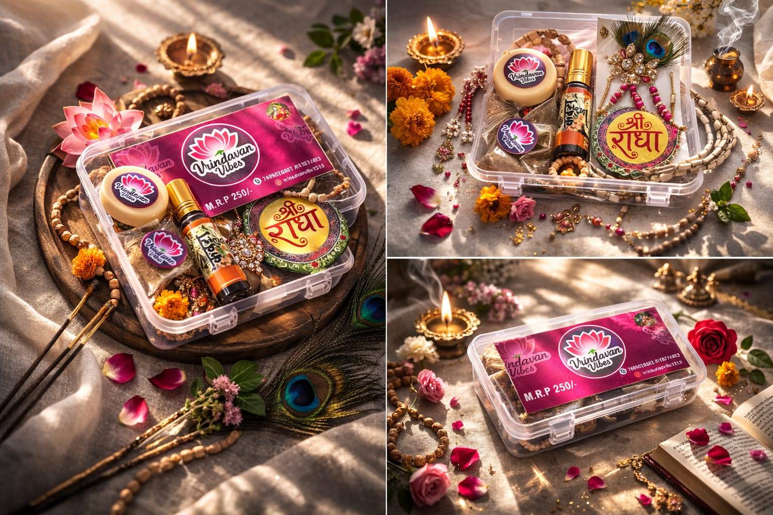 Vrindavan Vibes Spiritual Gift Box containing prayer essentials and aromatic treats — Mathura - Image 4