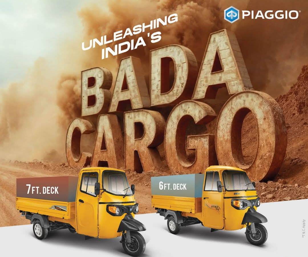Durable Piaggio Bada Cargo vehicle designed for heavy-duty transport, featuring a spacious deck, in Srinagar.