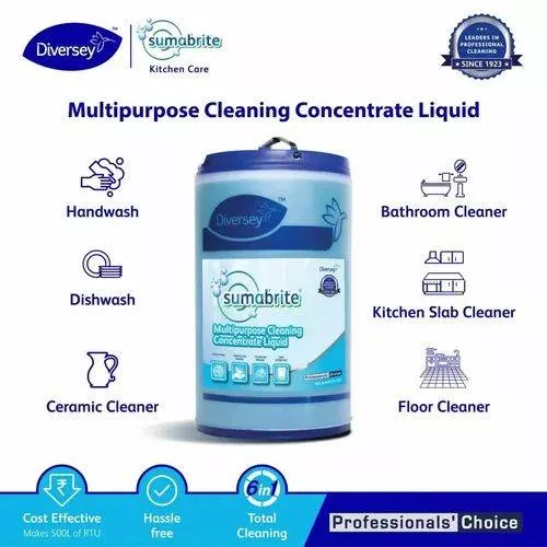 Diversey SumaBrite Multipurpose Cleaning Concentrate Liquid in a 25 Ltrs can, ideal for deep cleaning, displayed with clear l