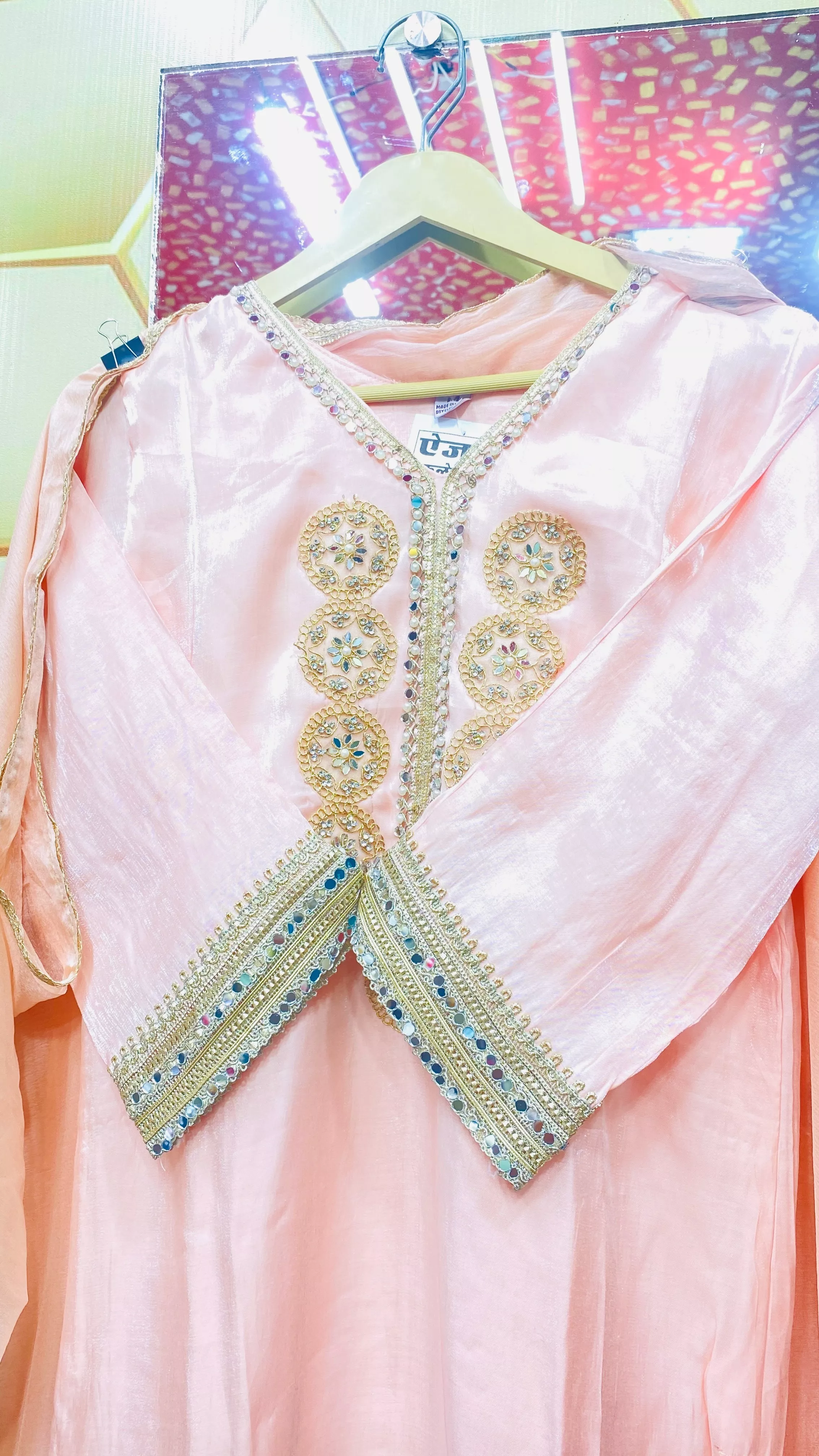 Elegant pink Anarkali suit with intricate embroidery from AIZAL COLLECTION, Jhalawar, showcasing its graceful design and trad - Image 1