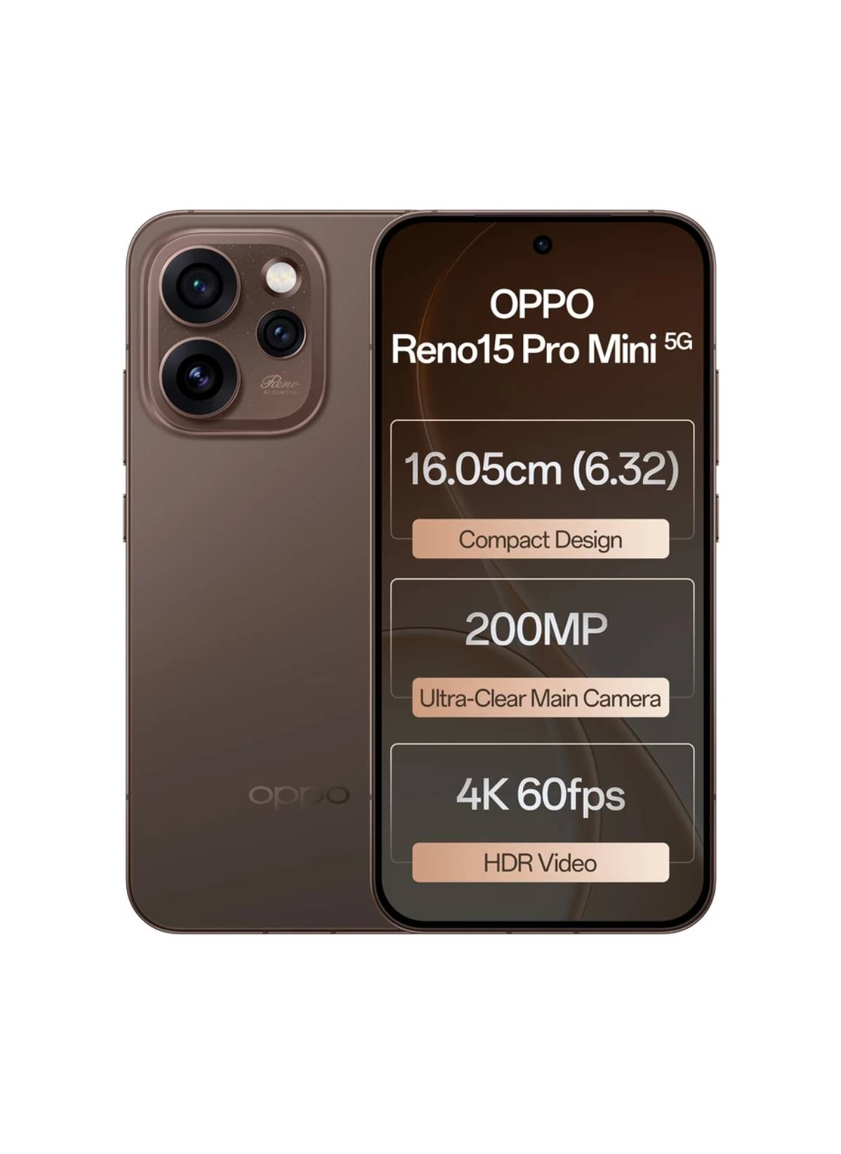 OPPO RENO 15PRO MINI 5G smartphone showcasing a sleek design and vibrant display, featuring 12GB RAM and Dimensity 8450 proce - Image 1