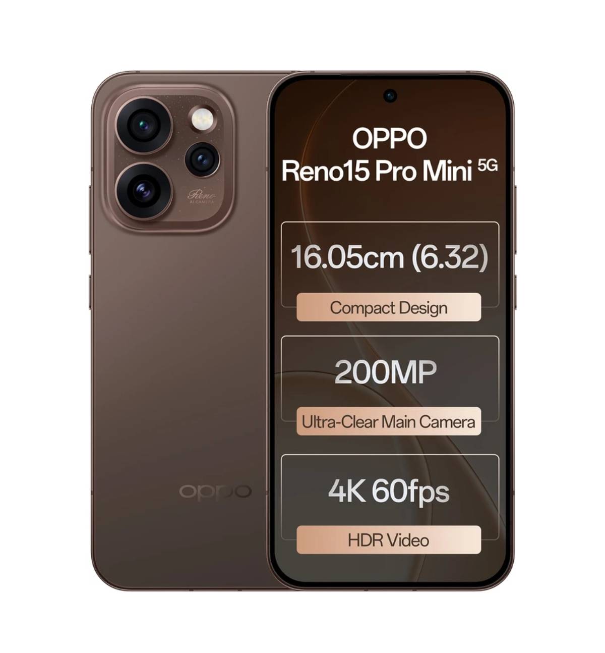 OPPO RENO 15PRO MINI 5G smartphone with 12GB RAM and 512GB storage, showcasing its sleek design and vibrant display in Baraba