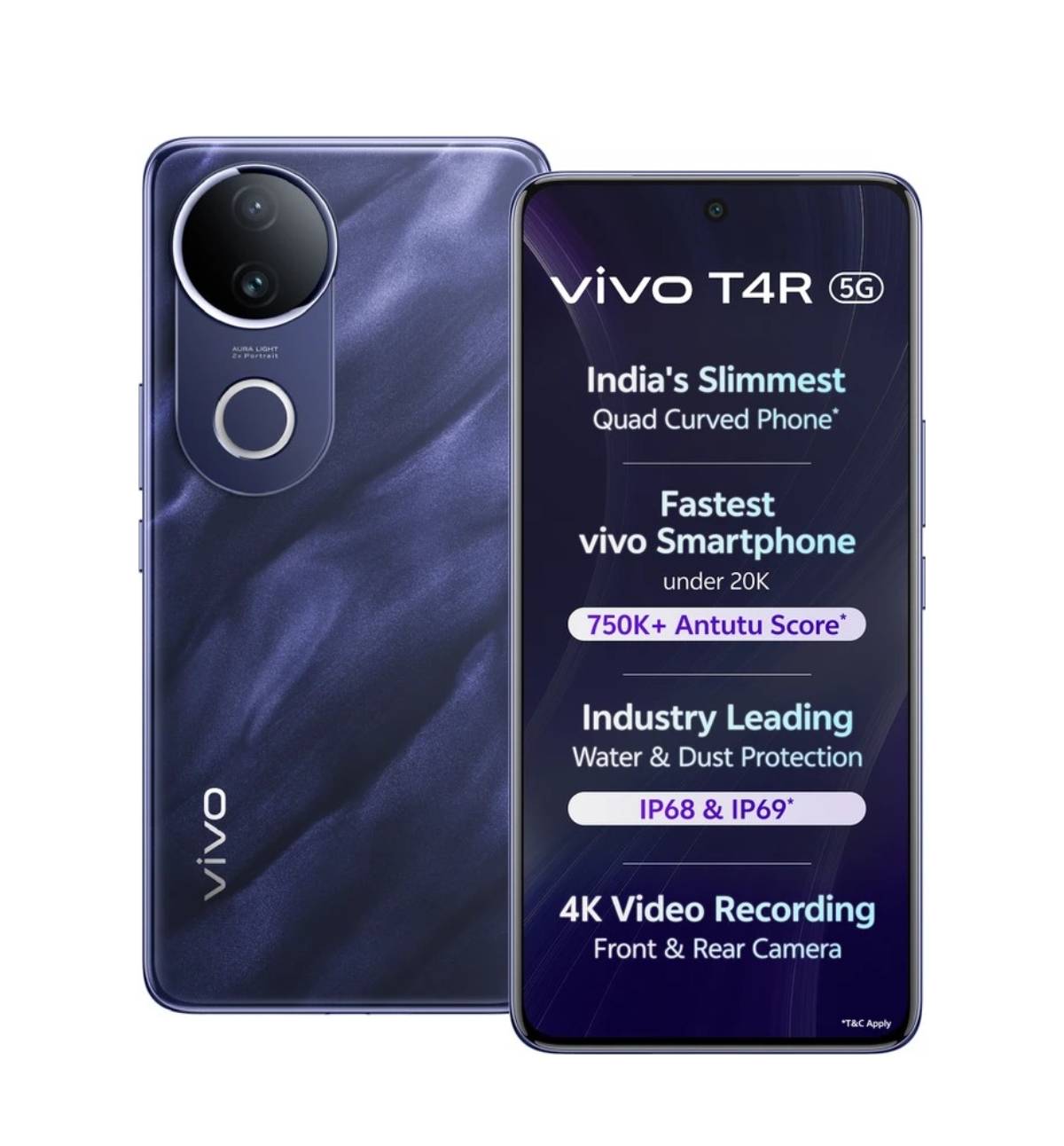 VIVO T4R 5G Smartphone with a sleek design, showcasing a vibrant display and advanced features available in Barabanki.