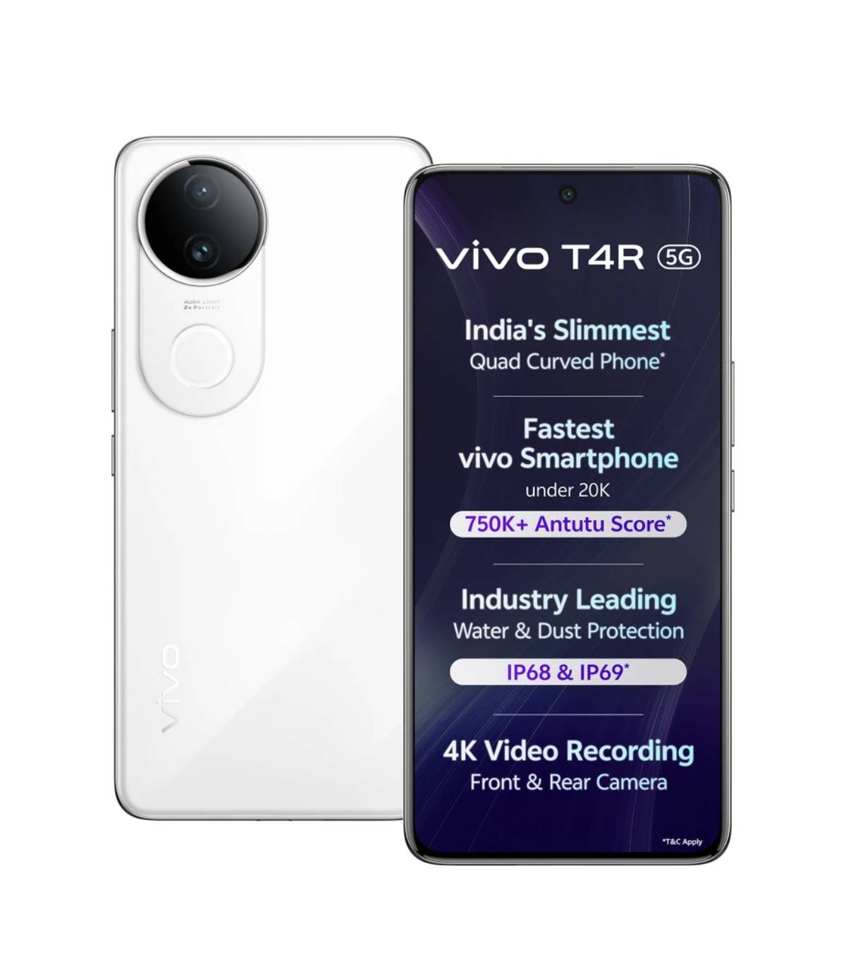 VIVO T4R 5G Smartphone with a sleek design, showcasing a vibrant display and advanced features available in Barabanki. - Image 1