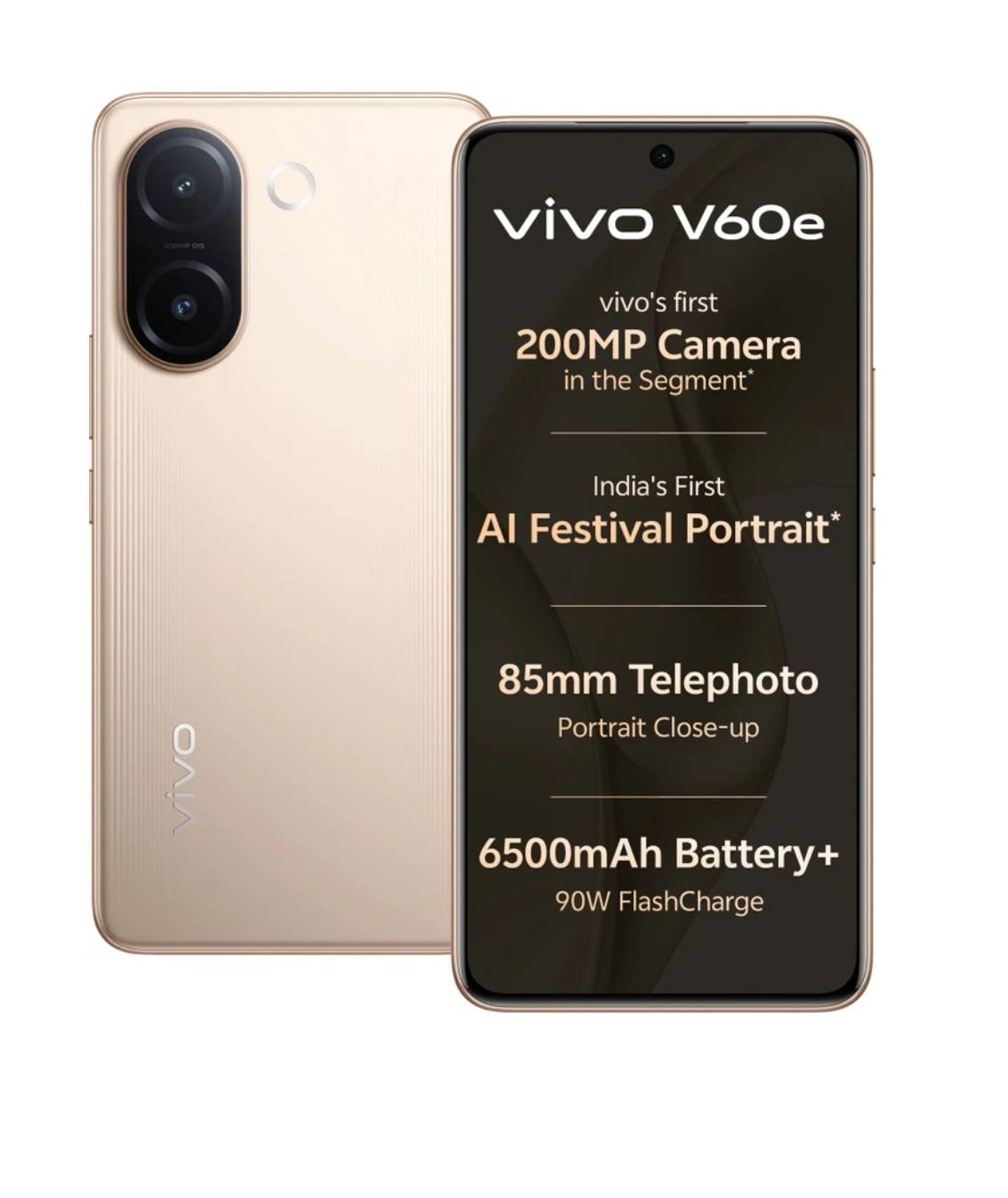 VIVO V60e smartphone featuring 8GB RAM and 128GB storage, showcasing a sleek design and modern display in Barabanki. - Image 1