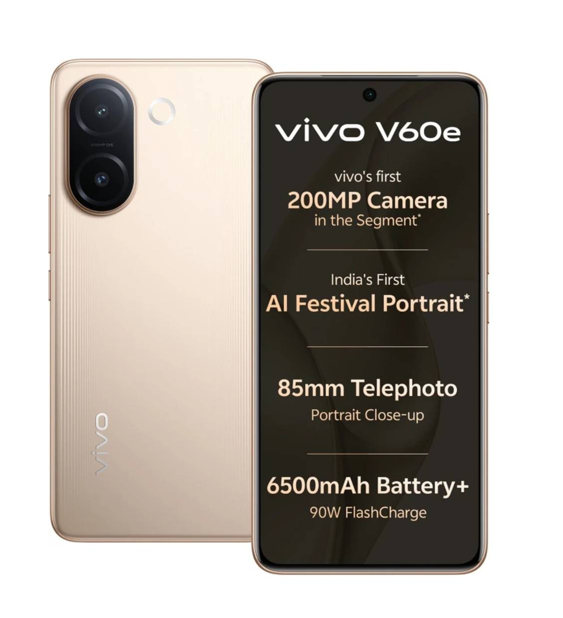 VIVO V60e 5G smartphone with 8 GB RAM and 256 GB storage displayed against a modern backdrop in Barabanki, showcasing its sle