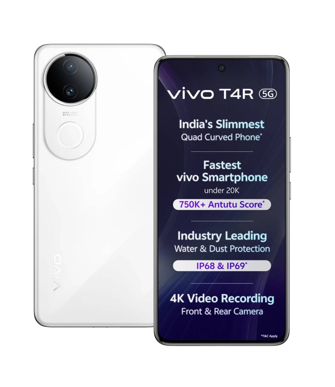 VIVO T4R 5G smartphone showcasing its sleek design, Dimensity 7400 Octa Core Processor, and vibrant display in Barabanki.