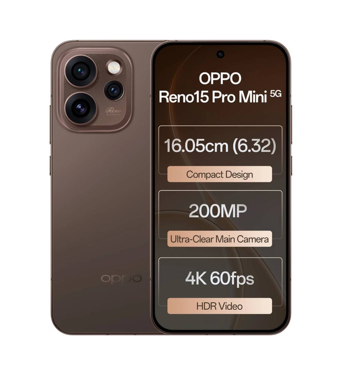 OPPO Reno 15 Pro Mini 5G smartphone with 12 GB RAM and 256 GB ROM, designed for high performance, displayed in Barabanki.