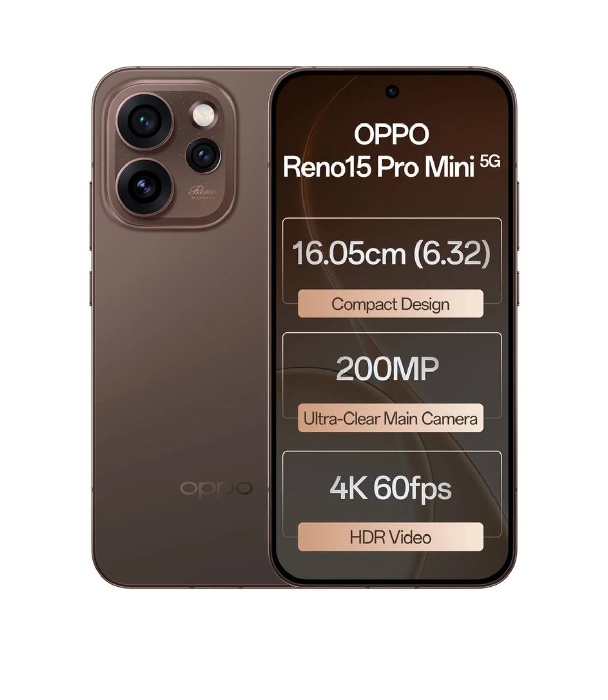 OPPO Reno 15 Pro Mini 5G smartphone featuring a sleek design, Dimensity 8450 processor, 12GB RAM, and 512GB storage, showcase - Image 2