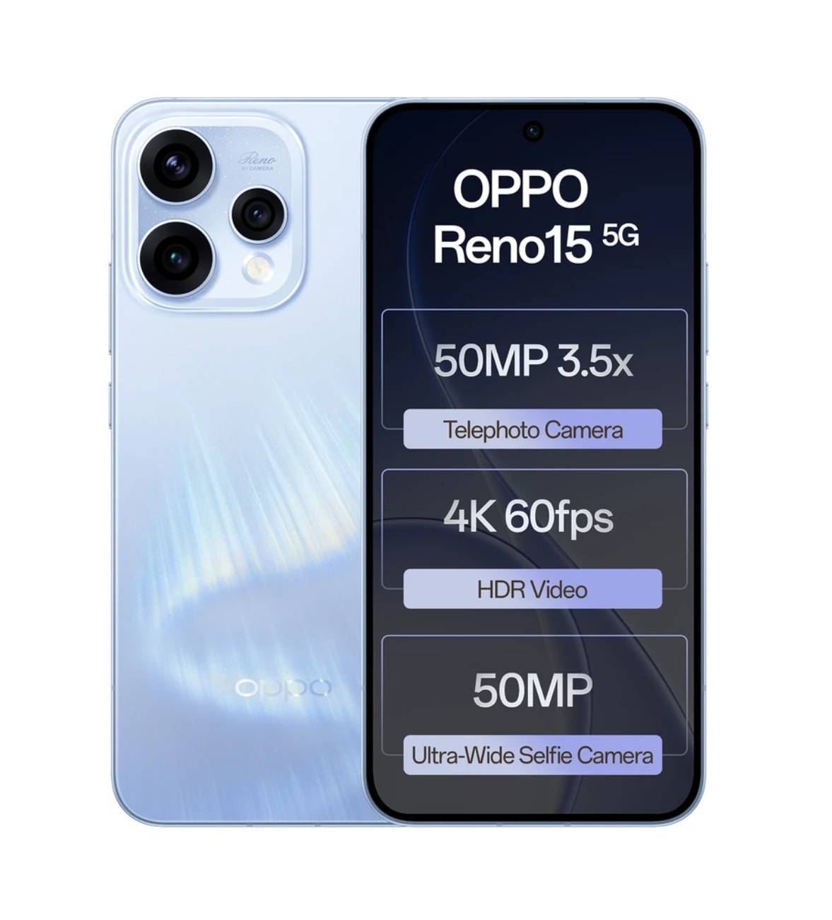OPPO Reno 15 5G smartphone showcasing 8GB RAM and 256GB ROM in Barabanki, featuring a sleek design and vibrant display. - Image 1