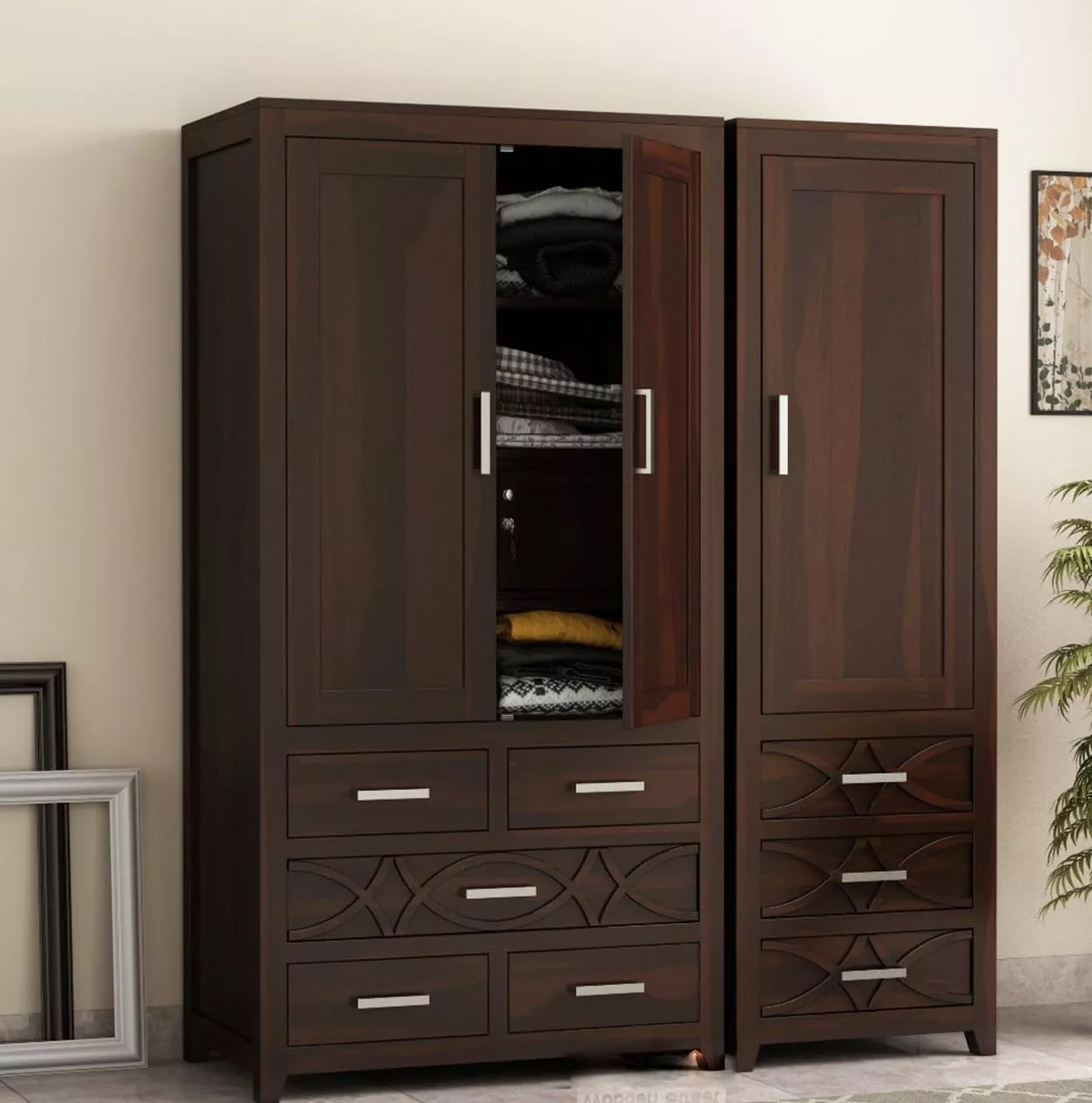 Premium Wooden Almirah in Jalandhar with a sleek finish and ample storage space, ideal for home furnishings.