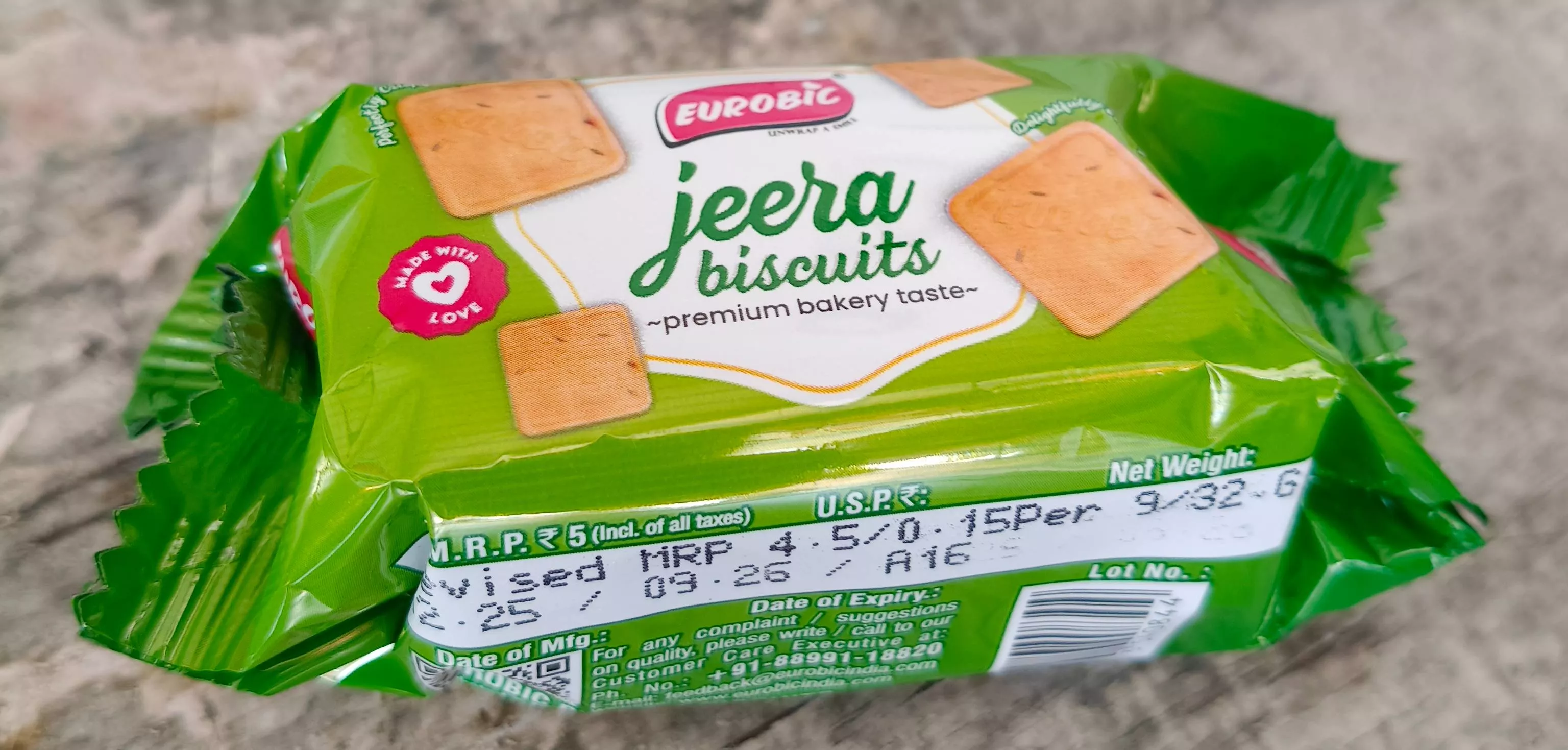 Crispy Eurobic Jeera Biscuits with a golden brown color, showcasing their crunchy texture, available in Pathankot.